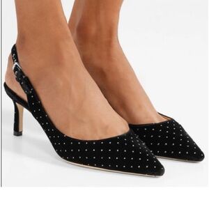 Jimmy Choo Erin Glittered Velvet Slingback Pumps